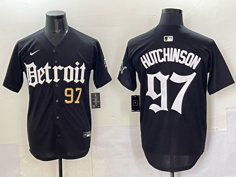 Men 2025 Detroit Lions 97 Hutchinson Black NFL jersey 0011